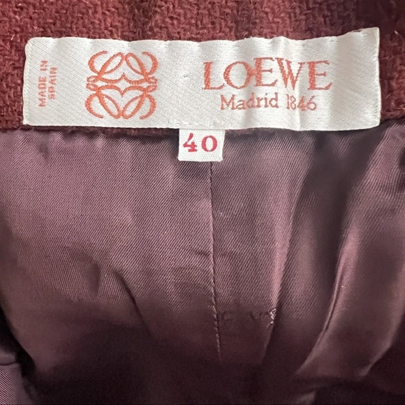 Loewe Wool Culottes Pant Burgundy Wool Lined Trousers Buttons Luxury Brand  40 - Picture 3 of 10